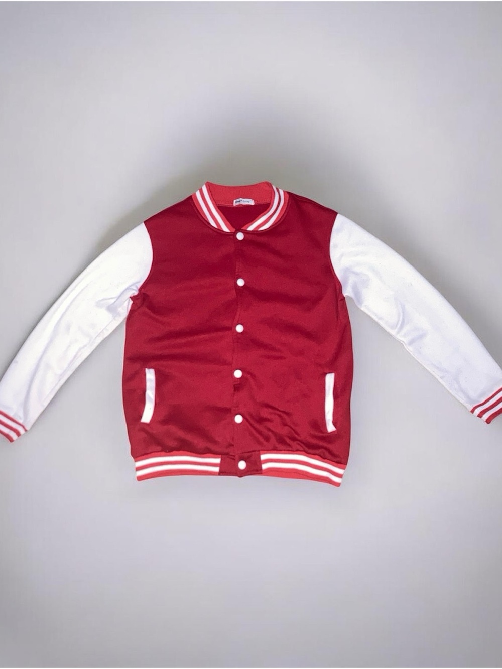 Kids Red & White Varsity Jacket - Classic School Style